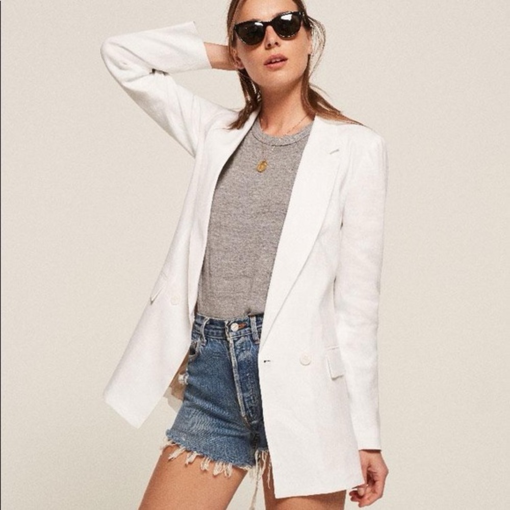 Reformation Valero Oversized Linen Blazer White - XS